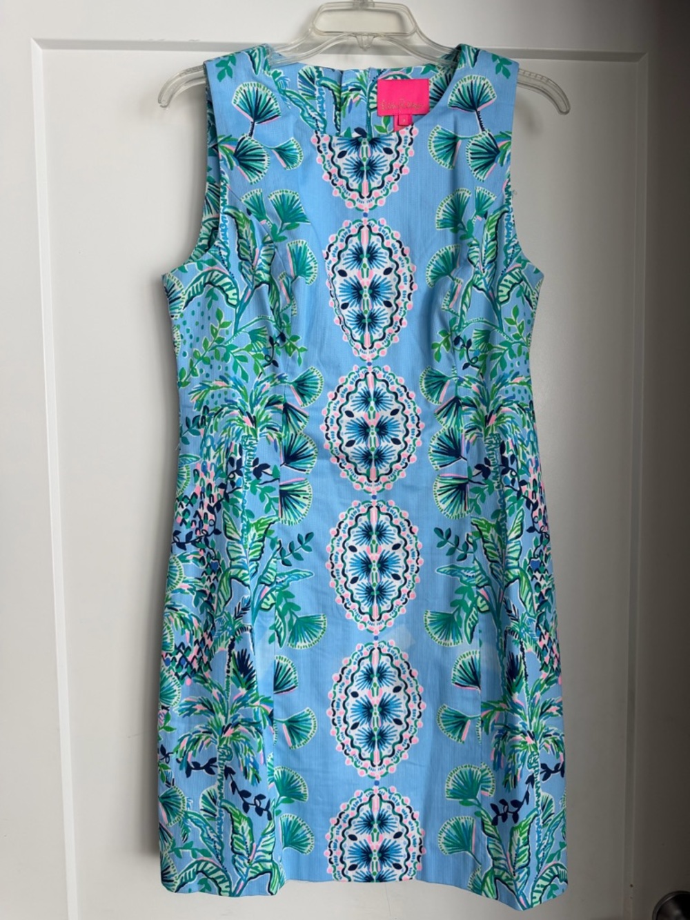 Lilly Pulitzer Light Blue Tropical Print Sleeveless Shift Dress